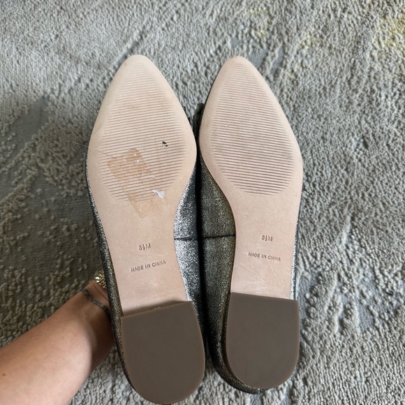 Talbots pointy toe ballet flats Edison bow silver sparkly leather 8.5 - Picture 5 of 12